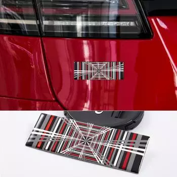 Tesla Model 3/Y/S/X Rear Tail PLAID Metal Car Label - 3D Stereo Aluminum Label Tesla Grid Aluminum Sticker