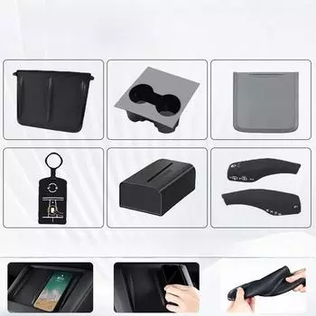 Tesla Model 3/Y Silicone Charging Pad, Cup Holder, Tissue Box, Gear Lever Cover