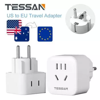 TESSAN Адаптер для вилки ЕС CN AU США в ЕС Дорожный адаптер Китай Австралийско-Американский адаптер питания Разъем преобразователя переменного тока