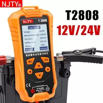 Тестер аккумулятора T2808 12 В 24 В 696 CCA система аккумулятора обнаружение внутреннего сопротивления автоматический анализатор аккумулятора тестер автомобильного аккумулятора