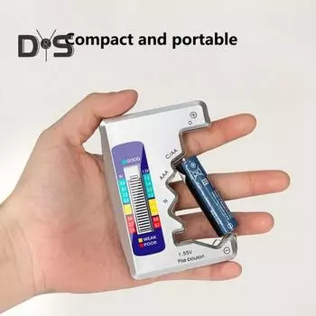 Тестер батареи ЖК-дисплей Индикатор питания Батарейки не требуются AAA AA 9 В Детектор батарей для домашнего использования чёрный