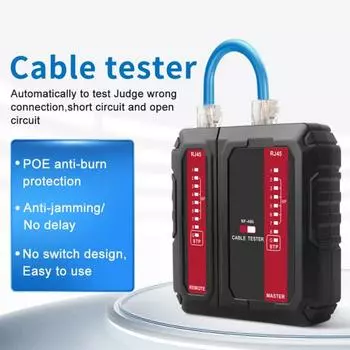 Тестер кабеля Ethernet Тест «подключи и работай» Длительный срок службы батареи Детектор сетевого кабеля Трекер проводов Поставка для мастерской чёрный