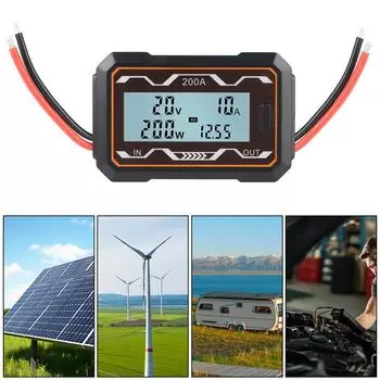 Тестер постоянного напряжения тока с ЖК-подсветкой, ваттметр, анализатор мощности постоянного тока 0-60 В 100 А/150 А/200 А, анализатор мощности аккумулятора, цифровые автомобильные аксессуары 100A
