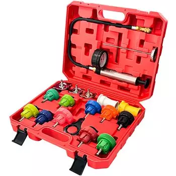 Тестер течи радиатора Socpuro для отечественных и иномарок, набор для проверки значения протечки радиаторной крышки, набор из 18 предметов, автомобильное вакуумное охлаждение