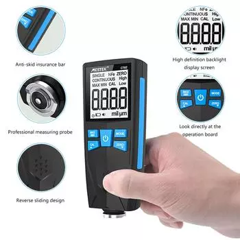 Тестер толщины покрытия двойного назначения, измеритель толщины автомобильной краски, четкий дисплей для железа, алюминия в автомобильной краске 1