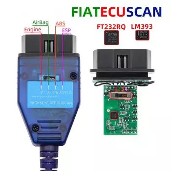 Тестовая линия, диагностический кабель, программное обеспечение для VAG KKL + для интерфейса Fiat Ecu, инструмент для сканирования ЭБУ автомобиля, 4-позиционный переключатель, высокий пластик, металл