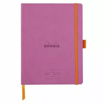 Тетрадь Clairefontaine Rhodiarama Meeting 117791C на 160 страниц, белая, микроперфорация, резинка 90 г, держатель для ручки, сиреневый (с крышкой)