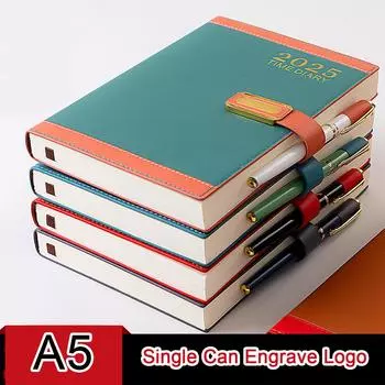 Тетрадь для школьников из толстой кожи формата А5, новый блокнот с пряжкой 2025 года, книга для записей деловых встреч, журнал путешествий, дневник, 180 листов, 360 страниц A5