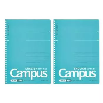 Тетрадь KOKUYO Campus с мягким кольцом, учебник английского языка, B5, 15 ярусов, синий, набор из 2 шт. S-S810F15X2SET