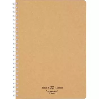 Тетрадь KOKUYO Note Soft Ring, натуральная, 80 листов, формат А5, в линейку, коричневая, S-SV638A-S, бежевая