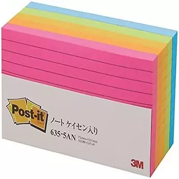 тетрадь в линейку неоновая 75 x 127 100 листов x 5 Самоклеящиеся листочки, размер, цвет, мм, блокноты, 635-5AN