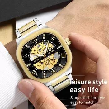 TEVISE Luxury Waterproof Automatic Men Mechanical Auto Date Full Steel Business Top Brand Man Watches золотой/белый