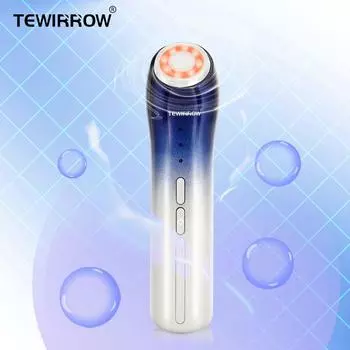 TEWIRROW Синий и красный светодиодный светотерапевтический EMS-массажер для лица, теплый массаж - аппарат для подтяжки кожи, борьбы со старением, удаления морщин, подтяжки лица синий