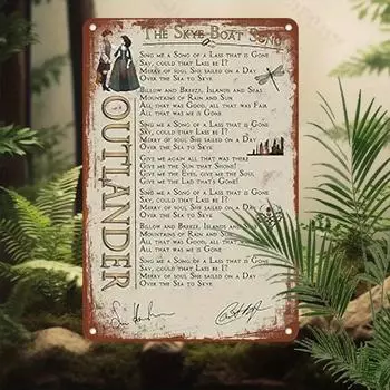 Текст песни Outlander, напечатанный ультрафиолетом на алюминии, винтажное настенное искусство. Металлическая табличка, подходит для дома, выдерживает погодные условия, используется в помещении и на улице. 20x30cm белый