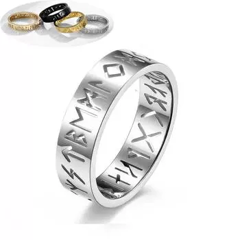 Текст Полое Титановое Стальное Кольцо Мужское Предложение Свадебное Простое Кольцо Ручной Ювелирный Подарок 6# серебряный