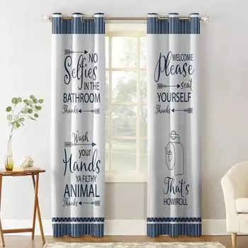 Text Stripes Window Curtains Home Decor Living Room Curtains Kitchen Drapes Panel Curtains for Bedroom 135W x 60H(cm)