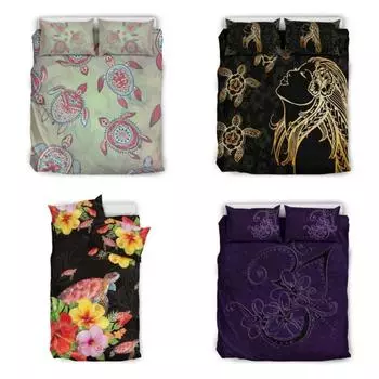 Текстиль для дома Красивый гибискус и черепаха Гавайский комплект постельного белья Наволочка Single 135x200cm