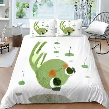 Текстиль для дома, крутой покрывало на кровать, костюм с наволочкой, 3D принт лягушки, пододеяльник королевского размера, комплект, украшение для спальни UK Single 135x200cm
