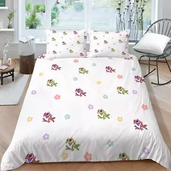 Текстиль для дома, роскошный покрывало на кровать, костюм с наволочкой, 3D принт лягушек, пододеяльник королевского размера, комплект украшений для спальни UK Single 135x200cm