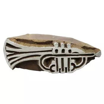 Текстильная печать на тканевом штампе Ручной резной дизайн трубы Деревянный блок 2.5 x 0.8 x 1.1 Inches