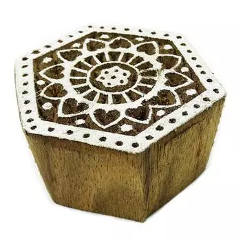 Текстильный печатный блок Деревянный цветочный блок Штамп Ручной резной штамп Блок 2 L x 2 W X 1 H Inches коричневый