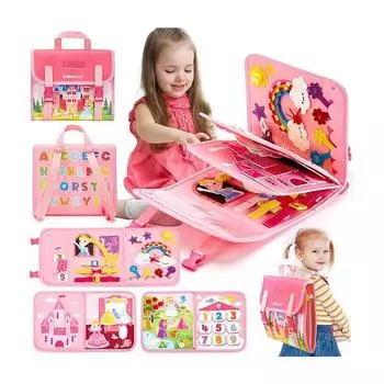 Textile Felt Quiet Book Exercise Hands-On Enlightenment Children S Busy Learning Board Non-Woven Fabric Pink; 20 * 20