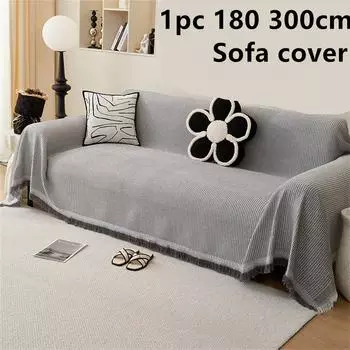 Textipion 1 шт. Хлопковый блок Чехол для дивана Двустороннее пляжное полотенце для кемпинга, пикника, большое одеяло для украшения дома Чехол для дивана 1pc 90x90cm серый