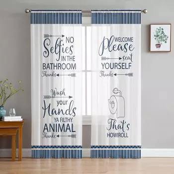 Текстовая полосатая ткань в виде трубки для ванной комнаты, прозрачные шторы для гостиной, тюль для окон, вуаль, пряжа, короткие шторы для спальни W135 x H114cm