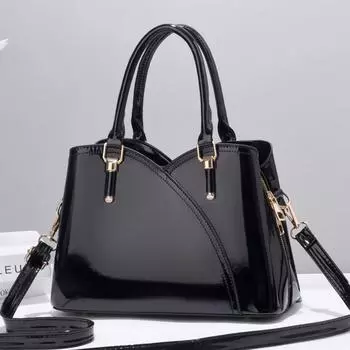 Текстура Блестящая Кожа Одноплечная Сумка Кроссбоди Однотонного Цвета