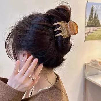 Текстура цвета бревна Заколка для волос Майяра Картина маслом Зажим для волос Заколка для волос в виде акулы Осенние и зимние аксессуары для волос в стиле дикой природы