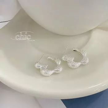 Текстура Цветок Ухо Пряжка Ниша Дизайн Ins Модные Изысканные Универсальные Серьги Легкий Роскошный Стиль