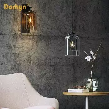 Текстура Двойные Стеклянные Настенные Лампы Ins Girl Креативное Искусство Светильник Роскошный Стиль Прикроватная Настенная Лампа Проход Blackground Декор Освещение Warm White (2700-3500K)