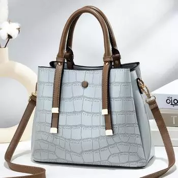 Текстура крокодила, большая вместительность, женские большие сумки в западном стиле, в европейском и американском стиле, через плечо на одно плечо