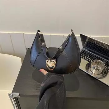 Текстура модная модная сумка с металлическим дизайном и полумесяцем 2024 года, новая универсальная изысканная женская сумка через плечо, сумка в форме полумесяца белый