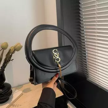 Текстура нишевый дизайн простая сумка на одно плечо 2024 новая мода иностранный стиль сумка-мессенджер повседневная маленькая квадратная сумка чёрный