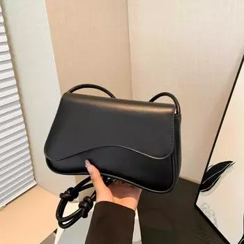 Текстура однотонная мода иностранный стиль 2024 мода новая ретро личность повседневная одно плечо подмышкой через плечо маленькая квадратная сумка женская чёрный