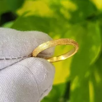 Текстура стерлингового серебра 925 пробы с позолотой кольцо ручной работы размер 6 США A08 6 US