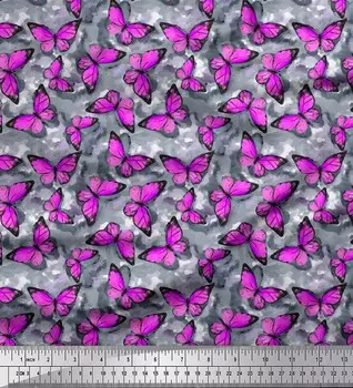 Текстура ткани Soimoi Purple Rayon и ткань с принтом бабочки в ярдах 42 дюйма 42 Inch Wide - Viscose Chiffon фиолетовый