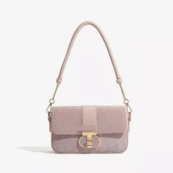 Texture Diamond Check Small Square Bag Peach Oolong French Underarm Bag Small Check Single Shoulder Crossbody Bag Woman