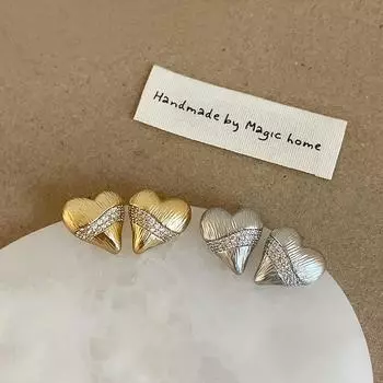 Серьги-гвоздики Texture Sense Zircon Love, женские, нишевые, высокого класса, с уникальным индивидуальным подходом, изысканные, модные, универсальные серьги