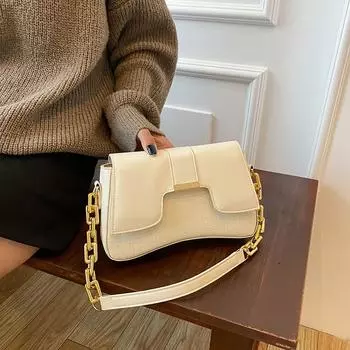 Texture simple temperament commuter chain armpit bag 2024 autumn and winter new shoulder bag small square bag women s bag foreign style чёрный