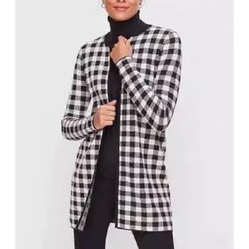 Texture without Buckle Fall and Winter Fashion Chubby Girl Casual Sweater Black and White grid XLP