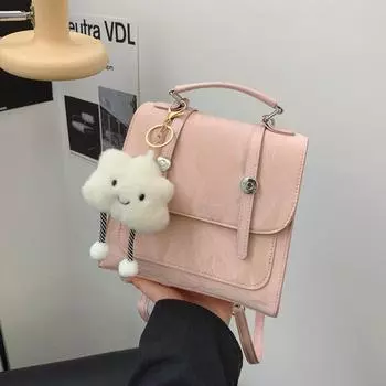 Textured backpack women s new fashion messenger bag niche personalized women s bag simple backpack aesthetic college style bag Without pendant чёрный