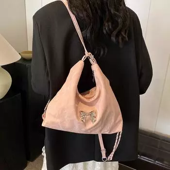 Textured large-capacity backpack women s 2024 new fashion textured shoulder bag commuter bucket bag чёрный