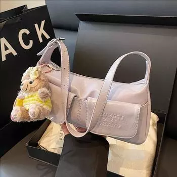 Textured Multi-Pocket Underarm Bag Women S Locomotive Bag Shoulder Bag Trendy Solid Color Messenger Bag no pendant фиолетовый