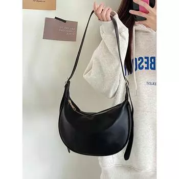 Textured Niche Small Bag Women s Bag New Fashionable Casual Black One-shoulder Crossbody Bag Versatile Dumpling Bag