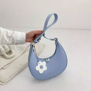 Textured small bag 2025 summer new women s bag contrasting color single shoulder underarm bag foreign style half moon зелёный