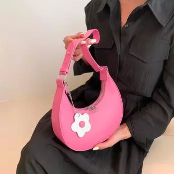 Textured small bag women s 2024 spring new Korean version fashion shoulder underarm bag niche design casual half-moon bag белый