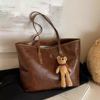 Textured Soft Leather Large Bag Women S Fashion Large-Capacity Shoulder Bag High-End Portable Tote Bag no pendant красный