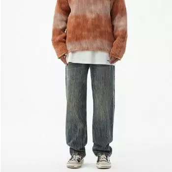 Textured Washed Retro Jeans Men s Loose Harem Pants Men s American Straight-Legging Pants 28